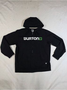 Burton Mens Black Full Zip Fleece Lined Hoodie Sweetshirt